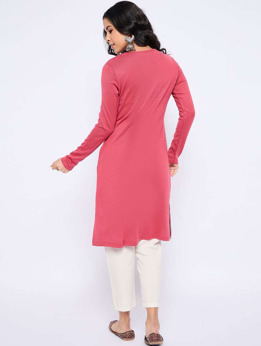 women printed long sleeve straight kurta  - 22291108 -  Standard Image - 2