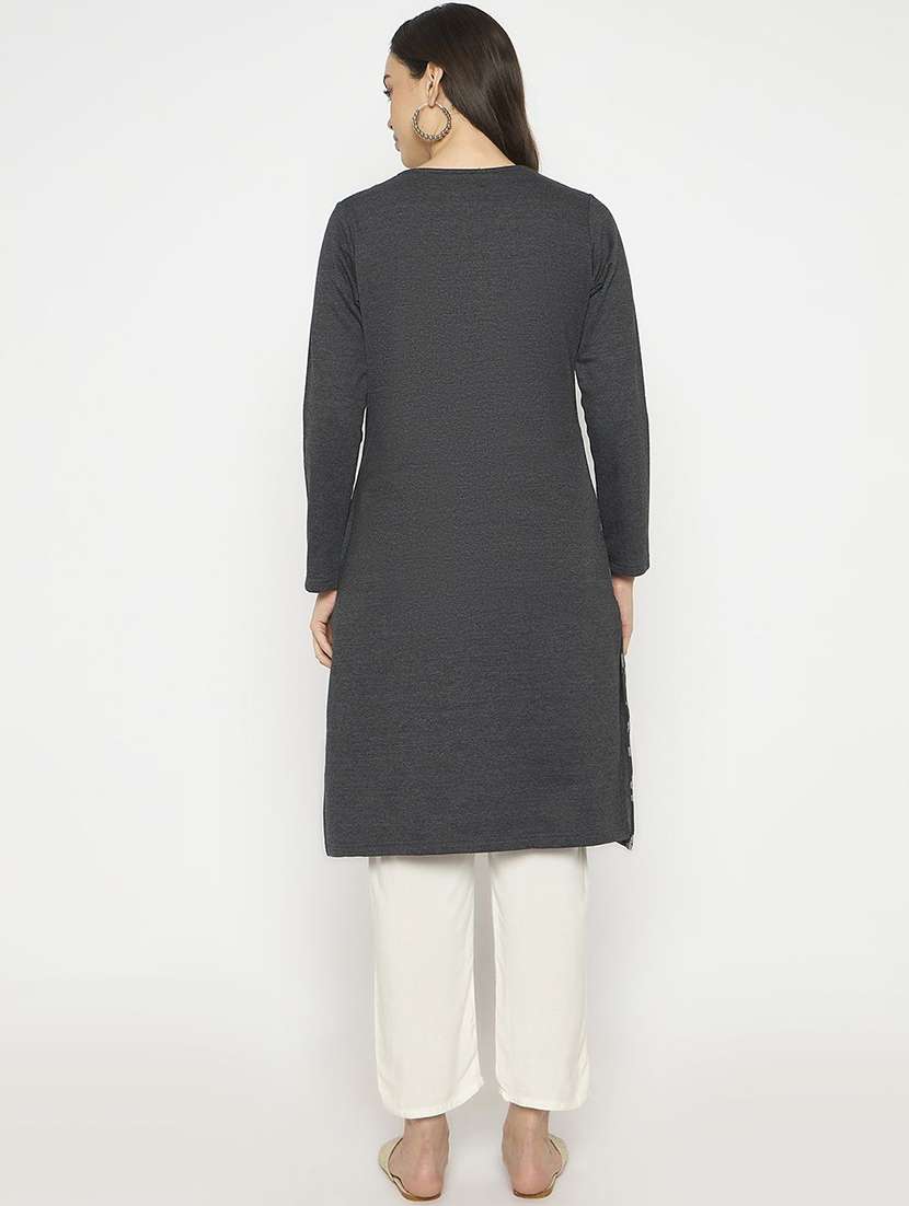women printed long sleeve winter wear kurta  - 22291121 -  Standard Image - 2