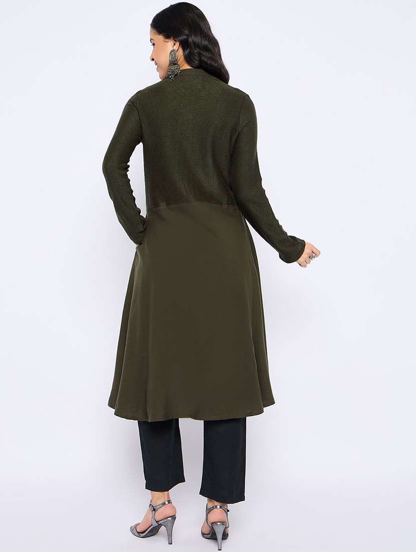 women self design long sleeve winter wear kurta  - 22291127 -  Standard Image - 2