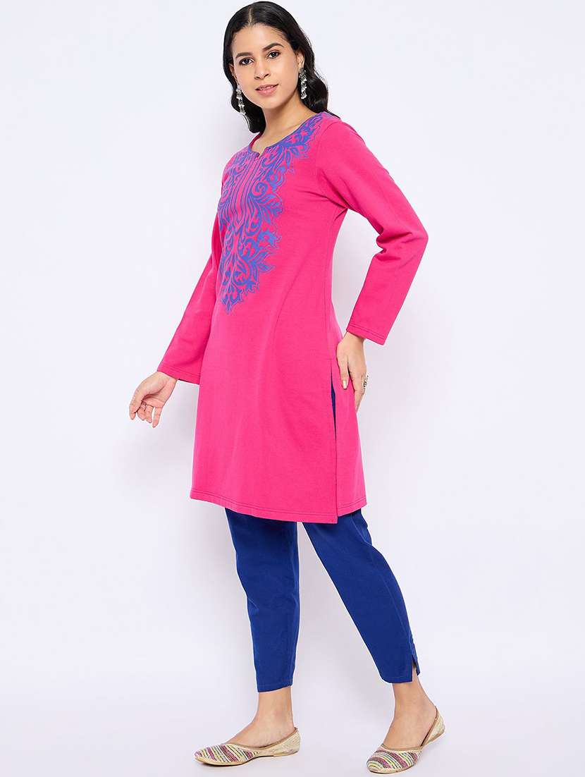 women printed long sleeve winter wear kurta  - 22291147 -  Standard Image - 2