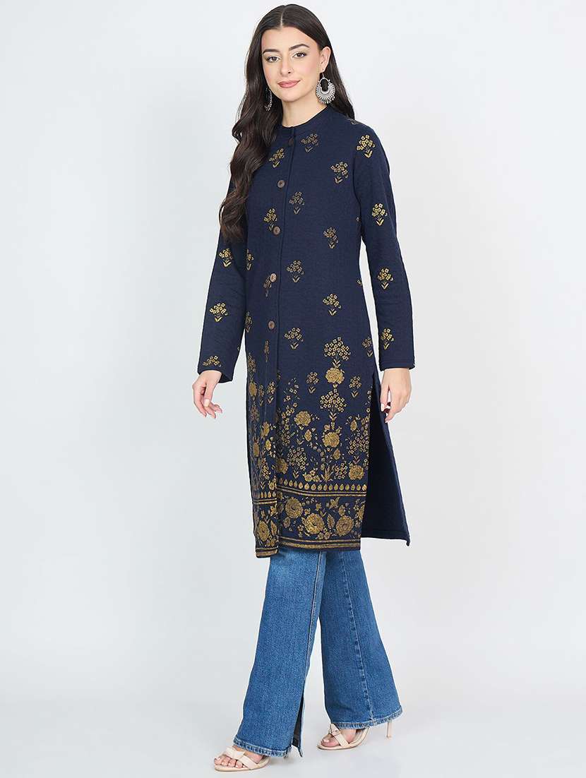 women floral long sleeve winter wear kurta  - 22291151 -  Standard Image - 2