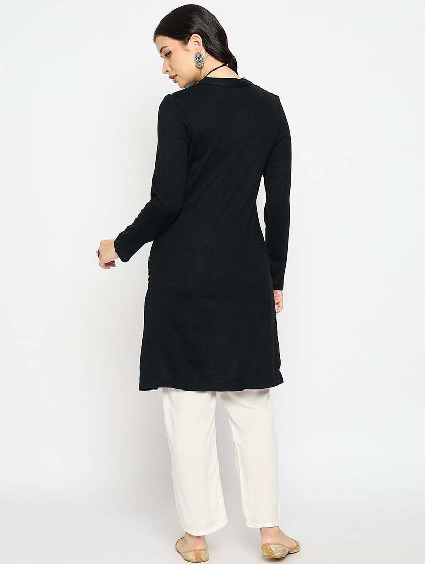 women self design long sleeve winter wear kurta  - 22291177 -  Standard Image - 2