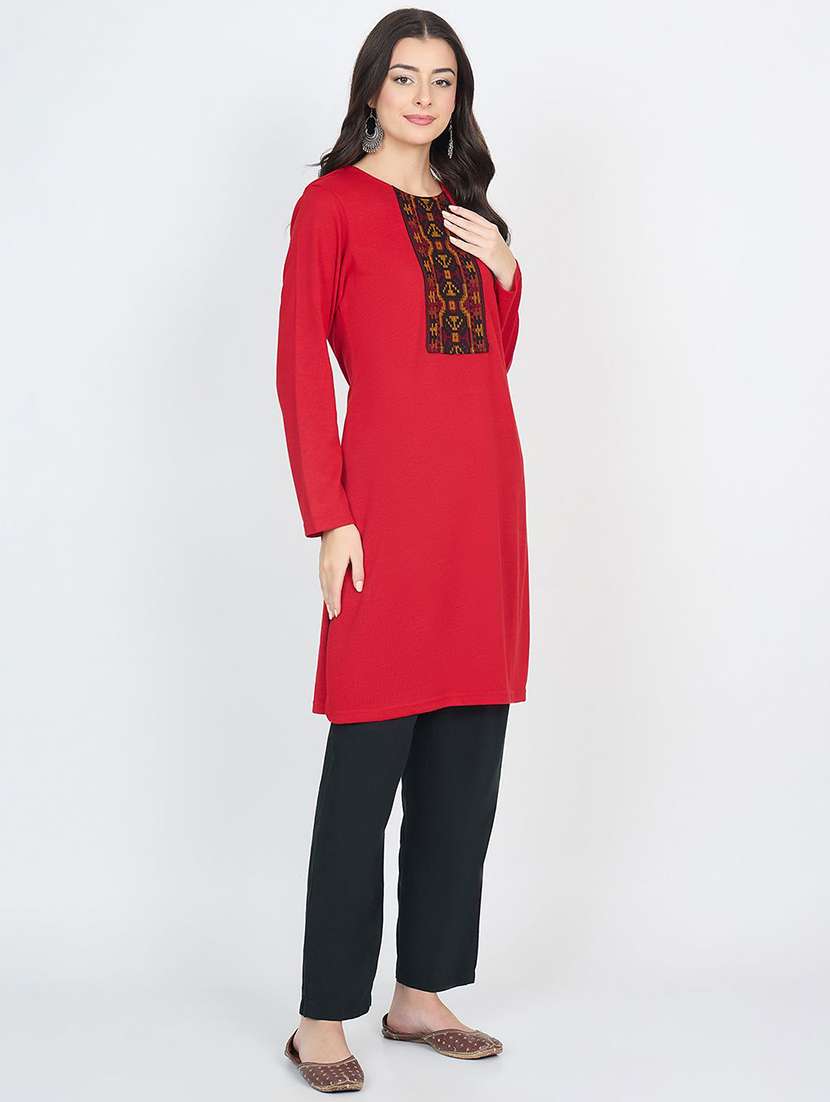 women self design long sleeve winter wear kurta  - 22291183 -  Standard Image - 2
