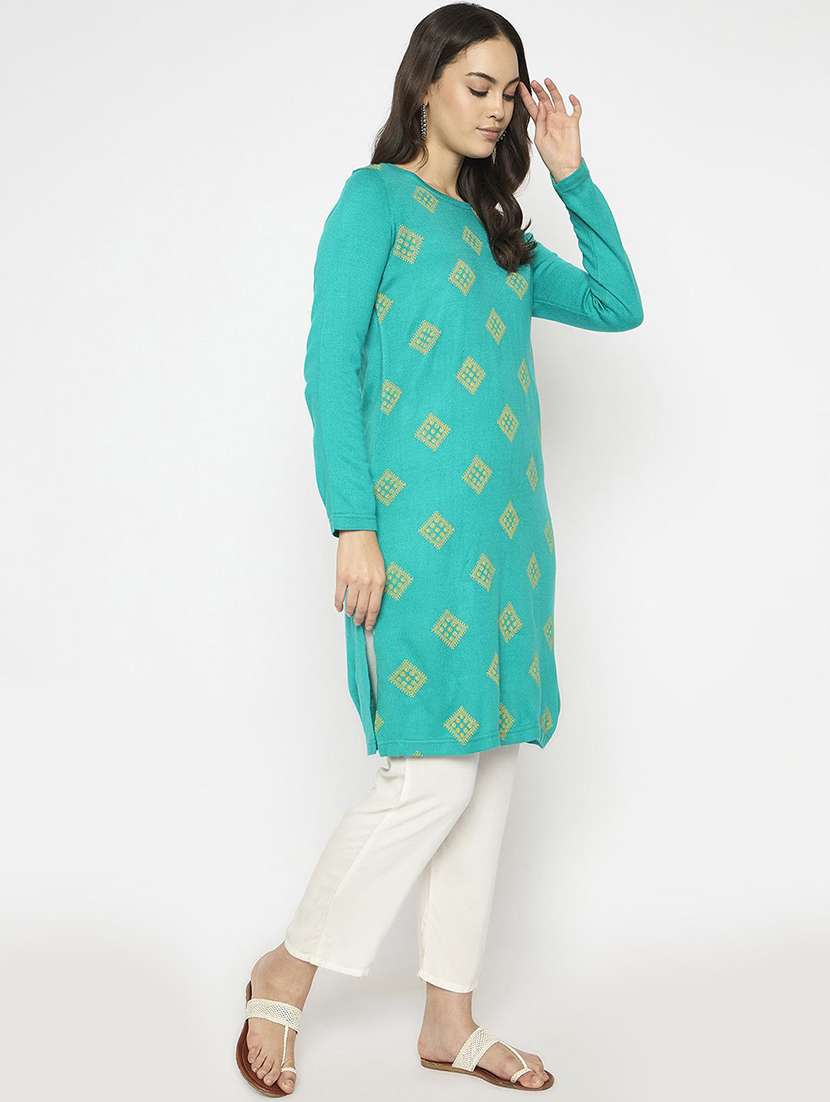 women printed long sleeve winter wear kurta  - 22291184 -  Standard Image - 2