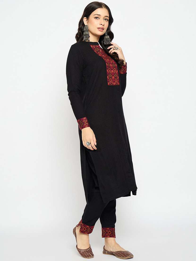 women self design long sleeve kurta pant set - 22291201 -  Standard Image - 2