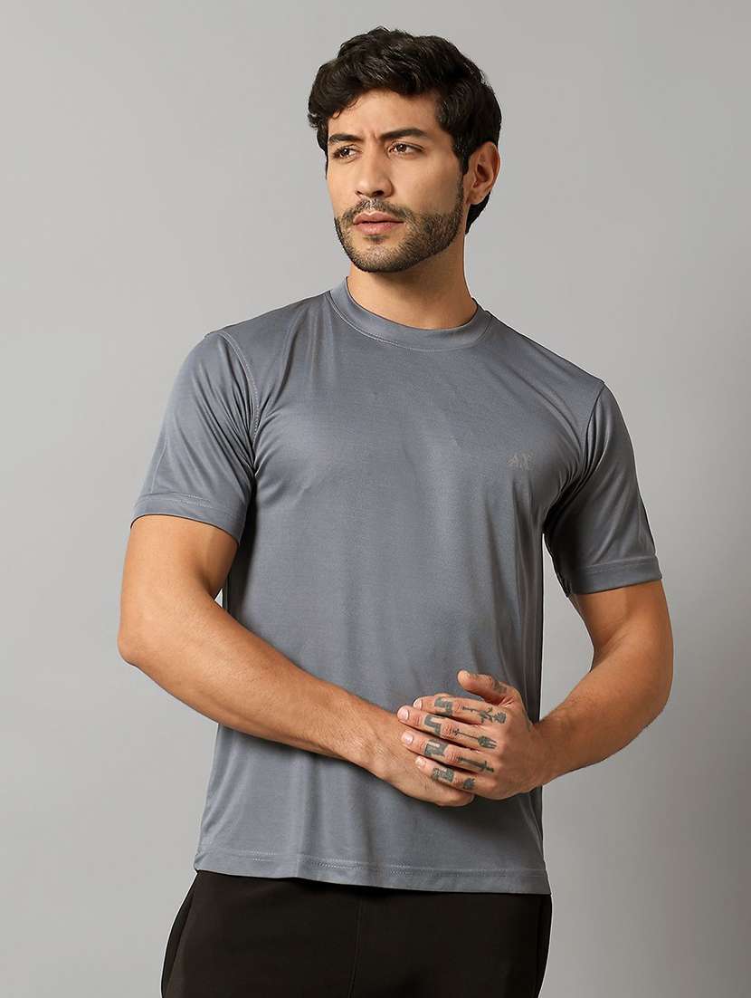 men solid short sleeve regular fit t-shirt