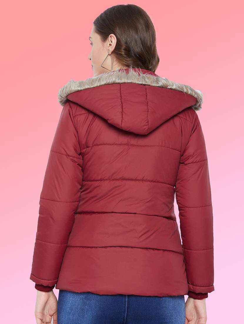 women solid long sleeve hooded quilted jacket - 22291297 -  Standard Image - 2