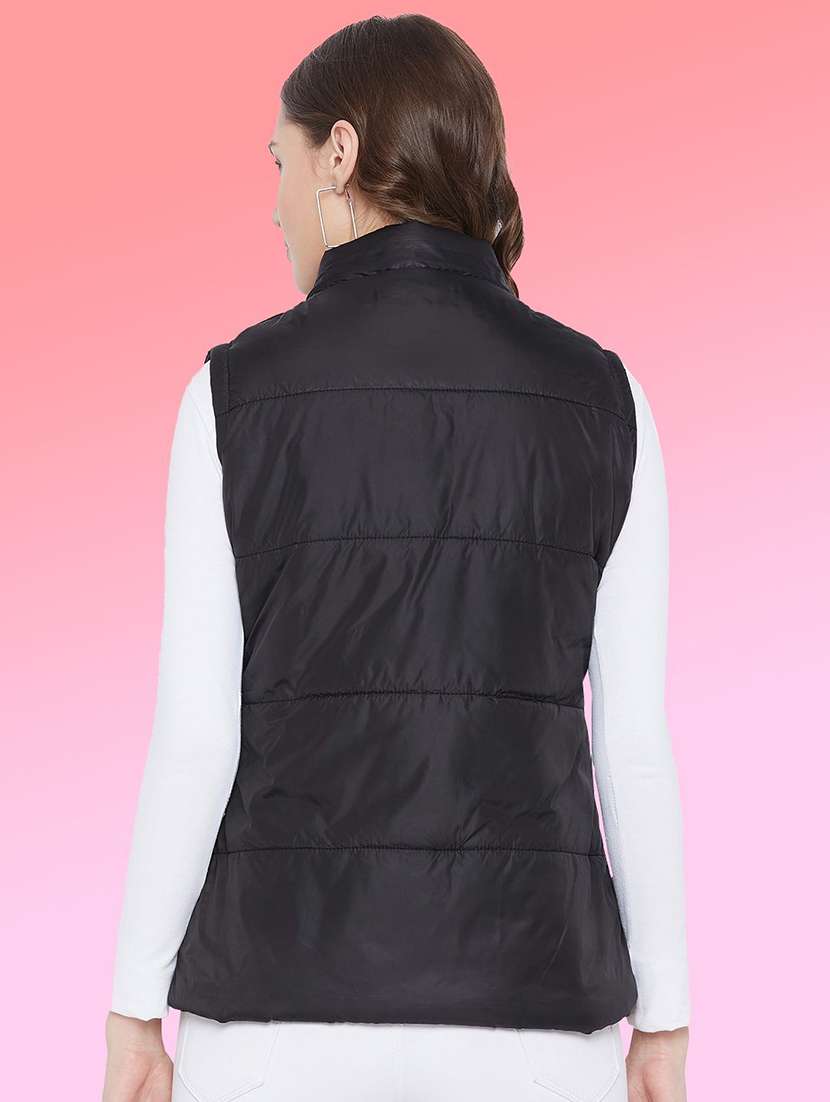 women solid sleeveless hooded quilted jacket - 22291300 -  Standard Image - 2