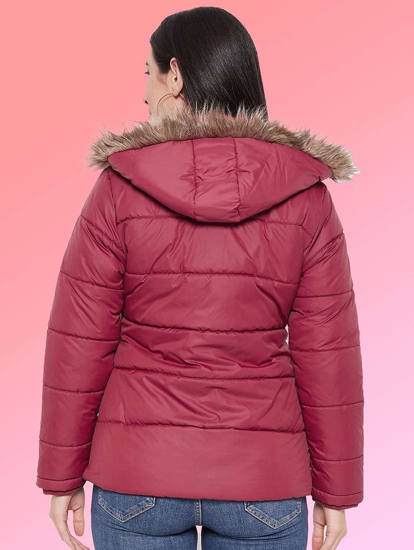 women solid long sleeve hooded quilted jacket - 22291306 -  Standard Image - 2