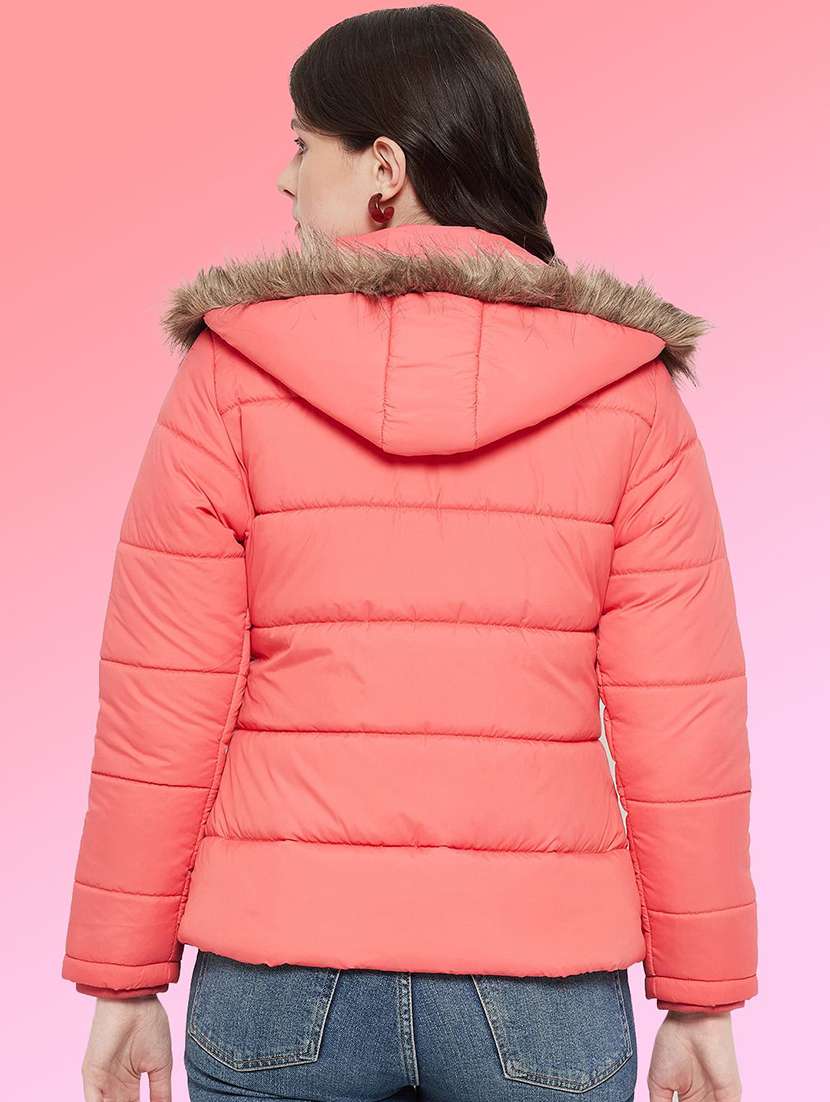 women solid long sleeve hooded quilted jacket - 22291311 -  Standard Image - 2