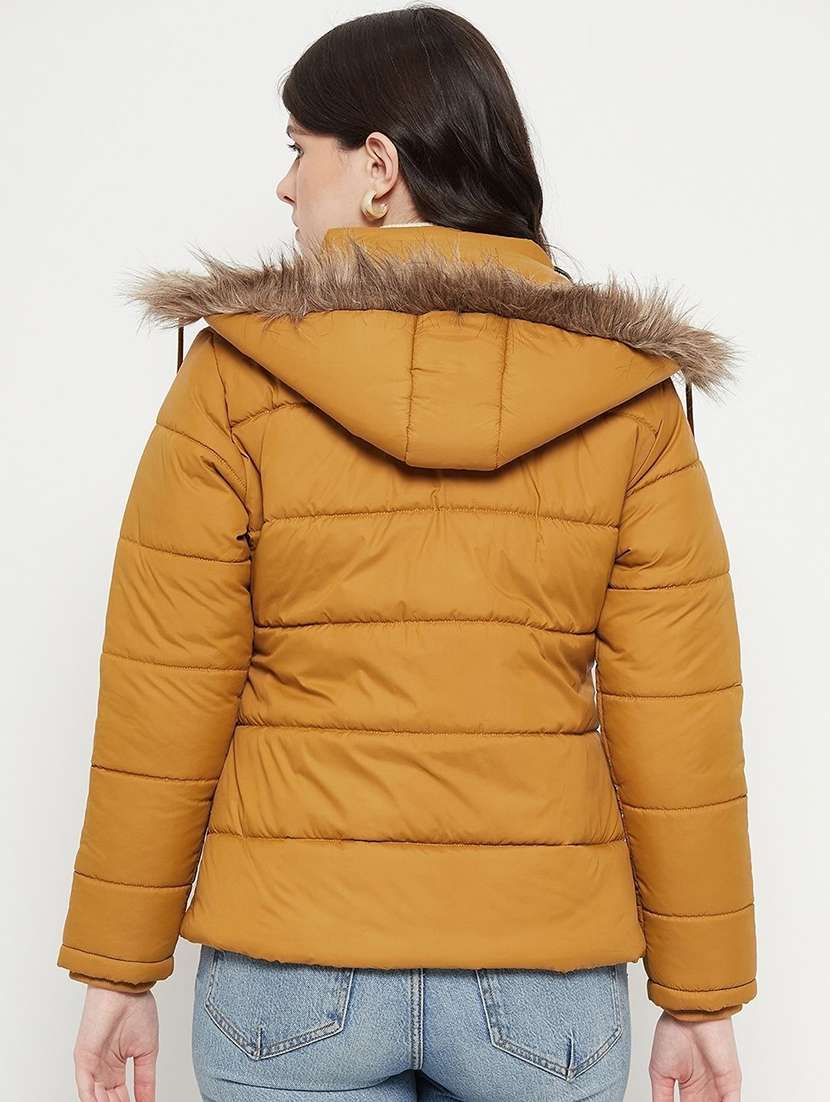 women solid long sleeve hooded quilted jacket - 22291315 -  Standard Image - 2