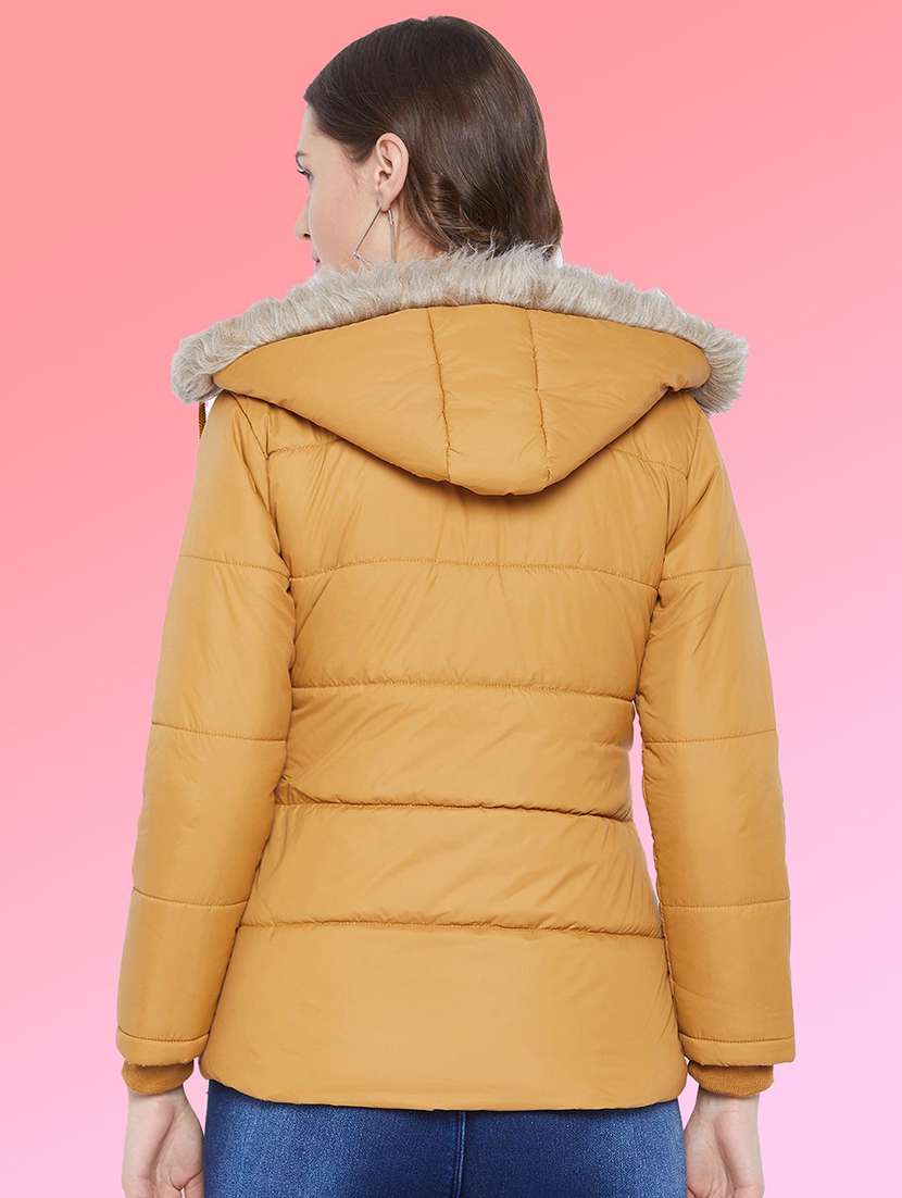 women solid long sleeve hooded quilted jacket - 22291325 -  Standard Image - 2