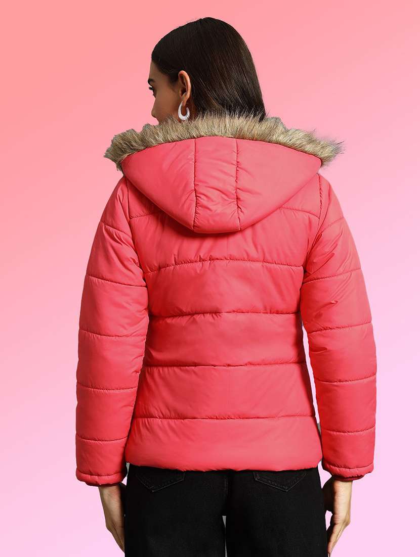 women solid long sleeve hooded quilted jacket - 22291328 -  Standard Image - 2