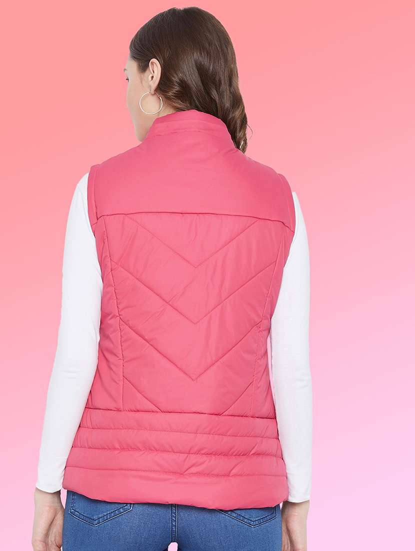 women solid sleeveless hooded quilted jacket - 22291332 -  Standard Image - 2