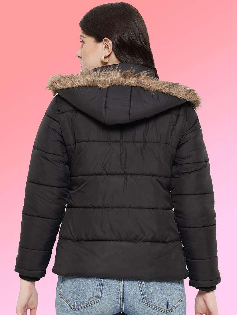 women solid long sleeve hooded quilted jacket - 22291334 -  Standard Image - 2