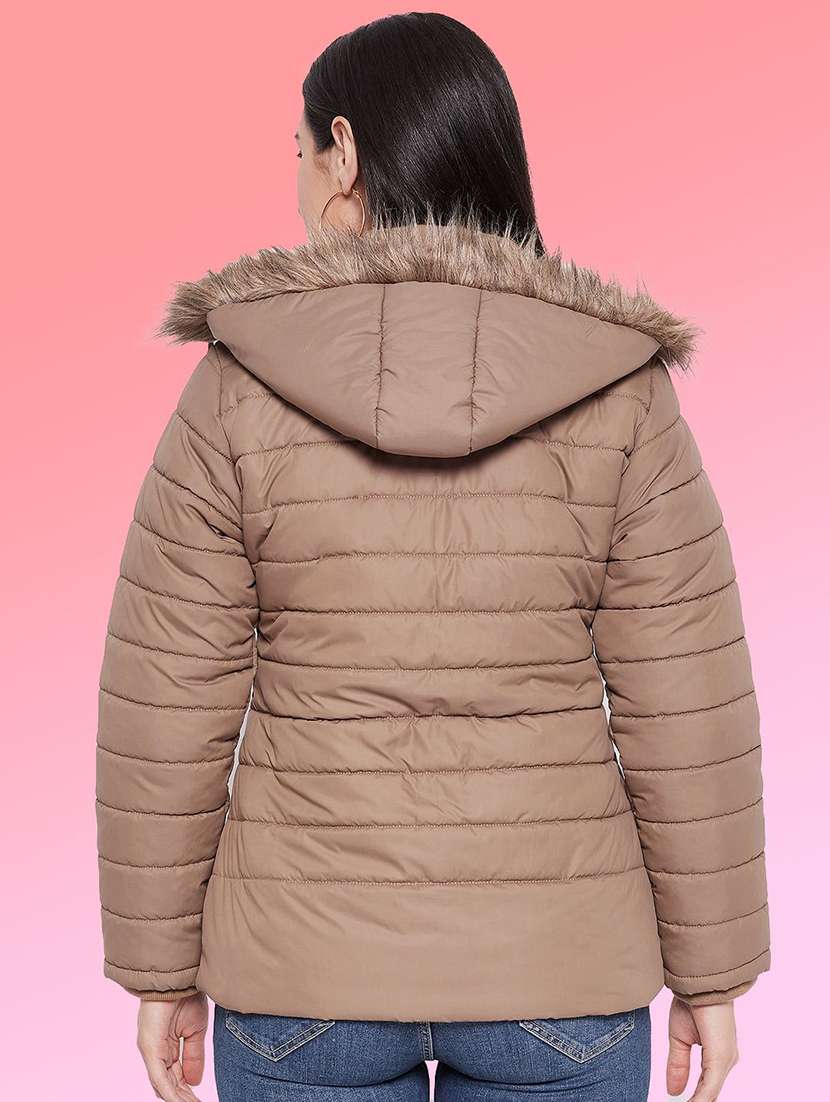 women solid long sleeve hooded quilted jacket - 22291358 -  Standard Image - 2