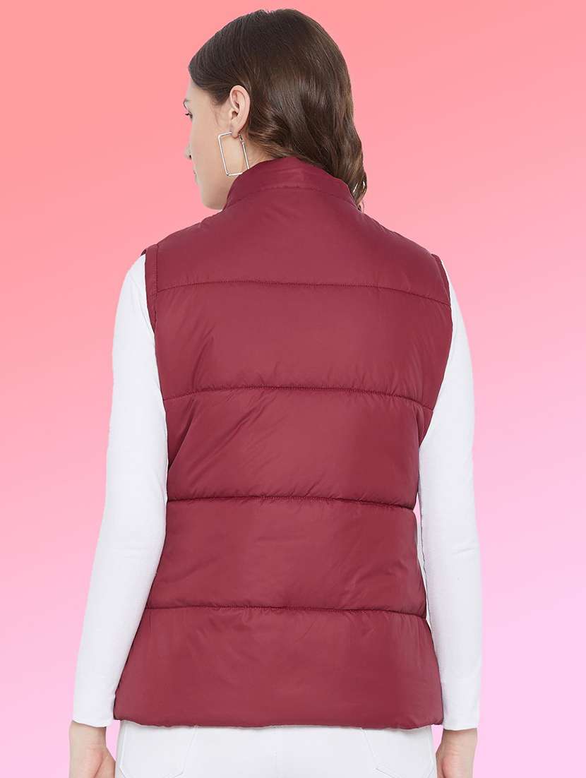 women solid sleeveless hooded quilted jacket - 22291363 -  Standard Image - 2