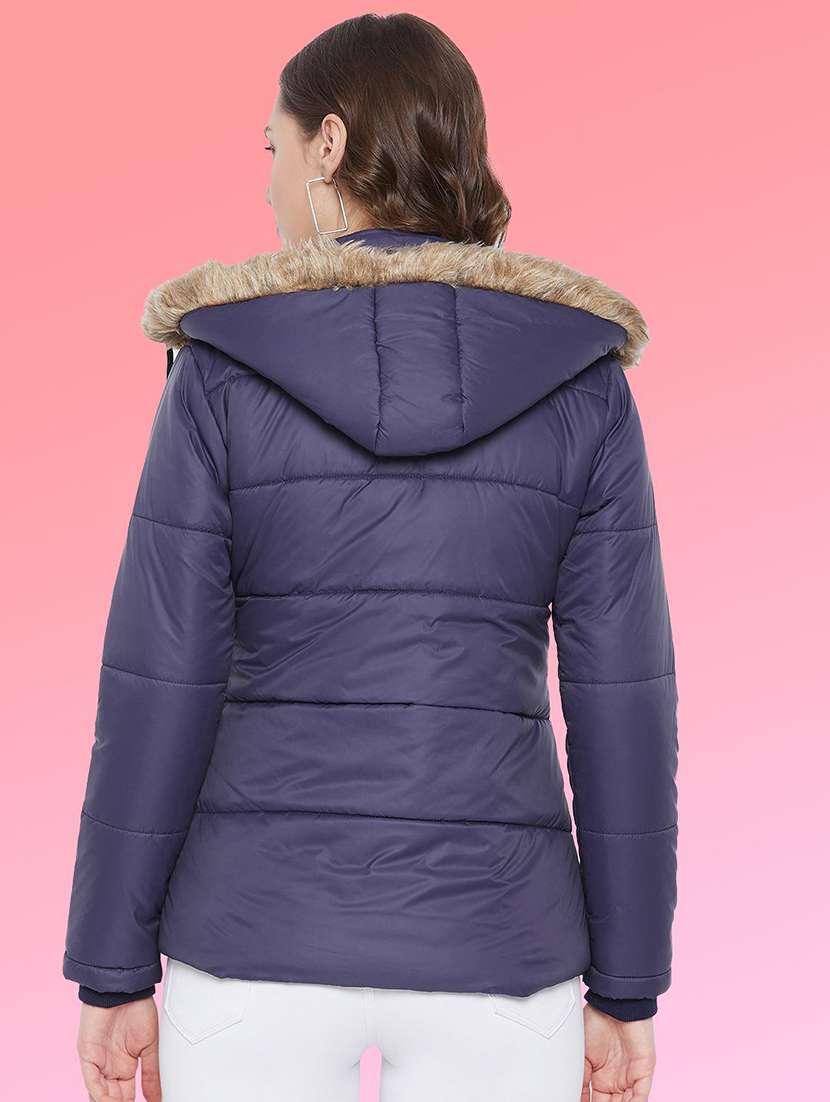 women solid long sleeve hooded quilted jacket - 22291385 -  Standard Image - 2