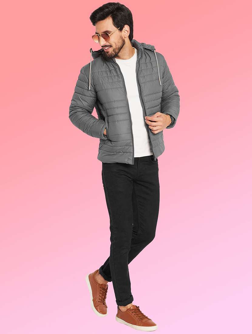 men solid long sleeve puffer jacket - 22291415 -  Standard Image - 2