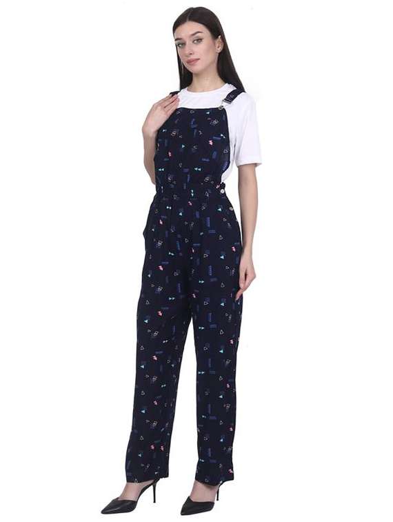 women printed sleeveless dungaree  - 22291442 -  Standard Image - 2