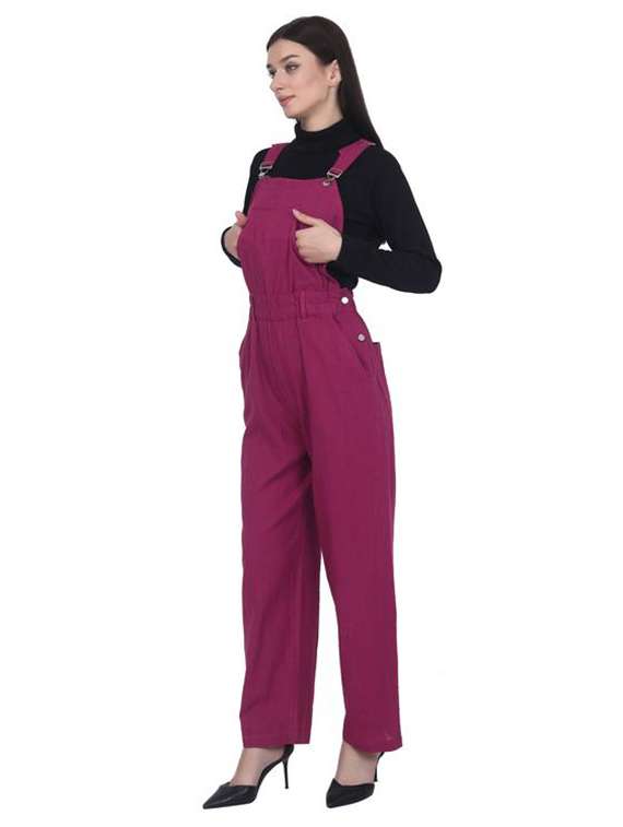 women solid sleeveless dungaree jumpsuit - 22291443 -  Standard Image - 2