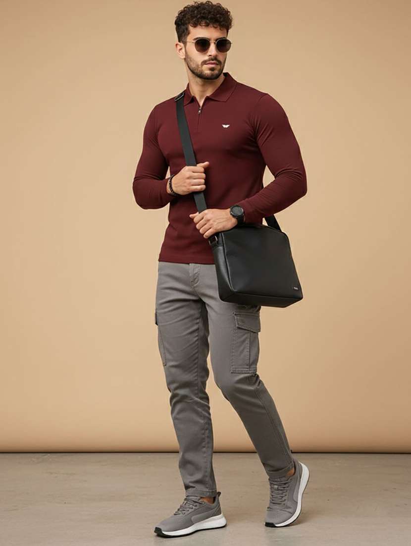 men solid long sleeve polo t-shirt - 22291489 -  Standard Image - 2