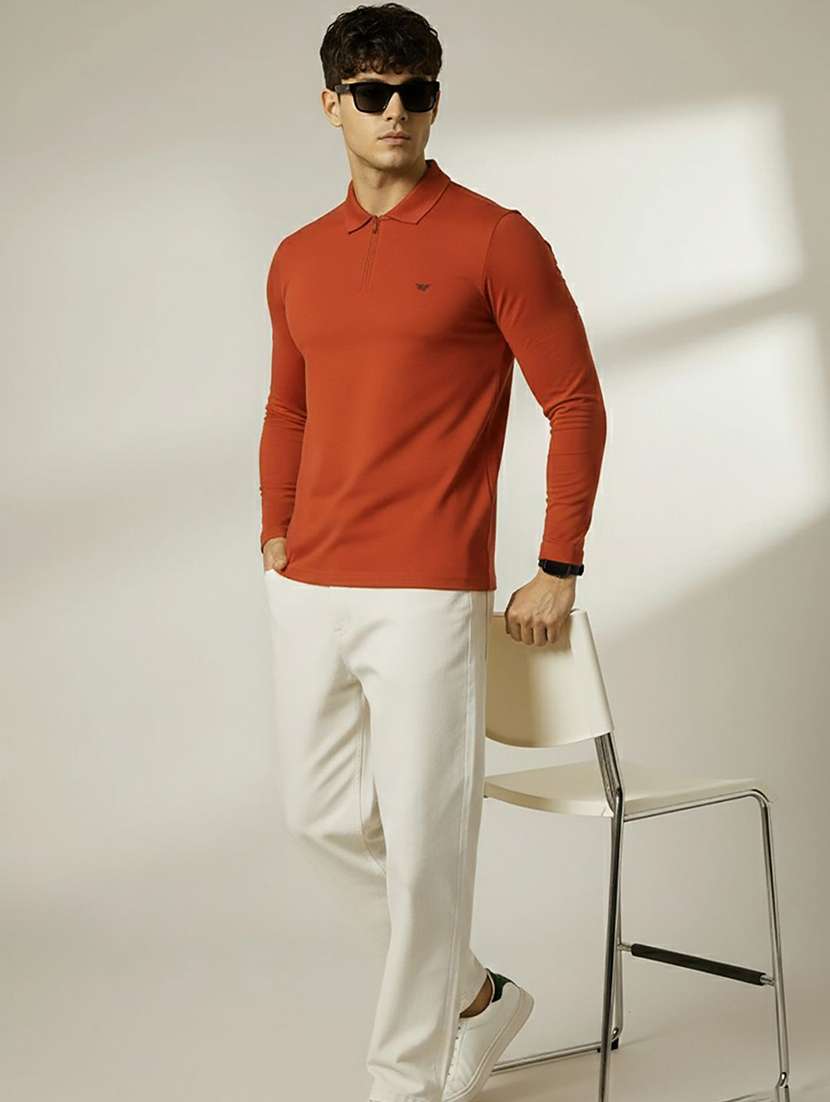 men solid long sleeve polo t-shirt - 22291509 -  Standard Image - 2