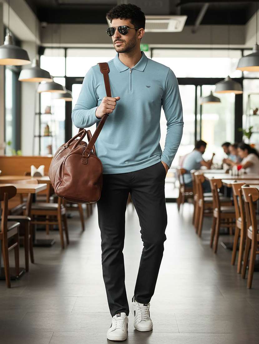 men solid long sleeve polo t-shirt - 22291515 -  Standard Image - 2