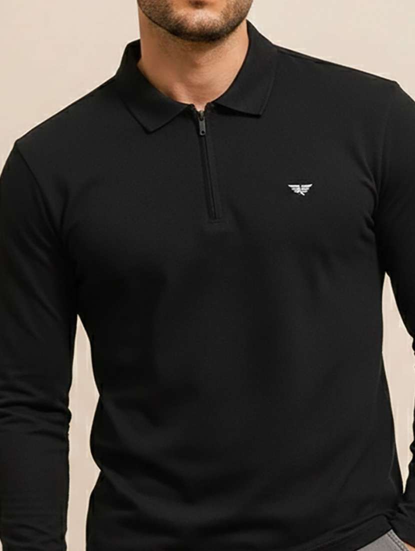 men solid long sleeve polo t-shirt - 22291538 -  Standard Image - 2