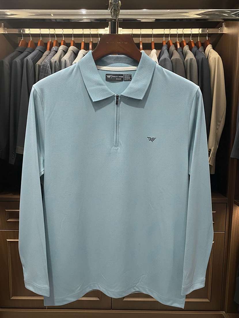 men solid long sleeve polo t-shirt - 22291586 -  Standard Image - 2