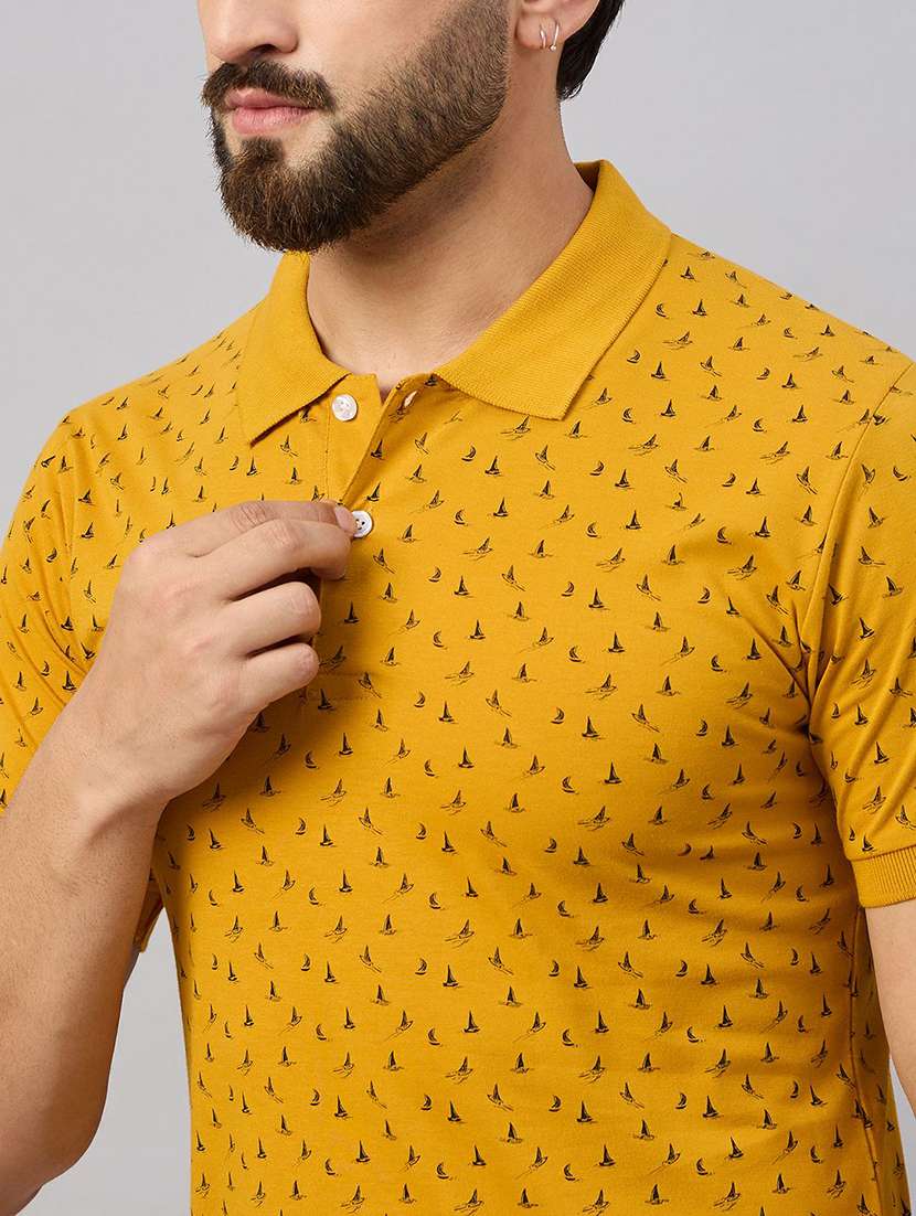 men printed short sleeve polo t-shirt - 22291613 -  Standard Image - 2