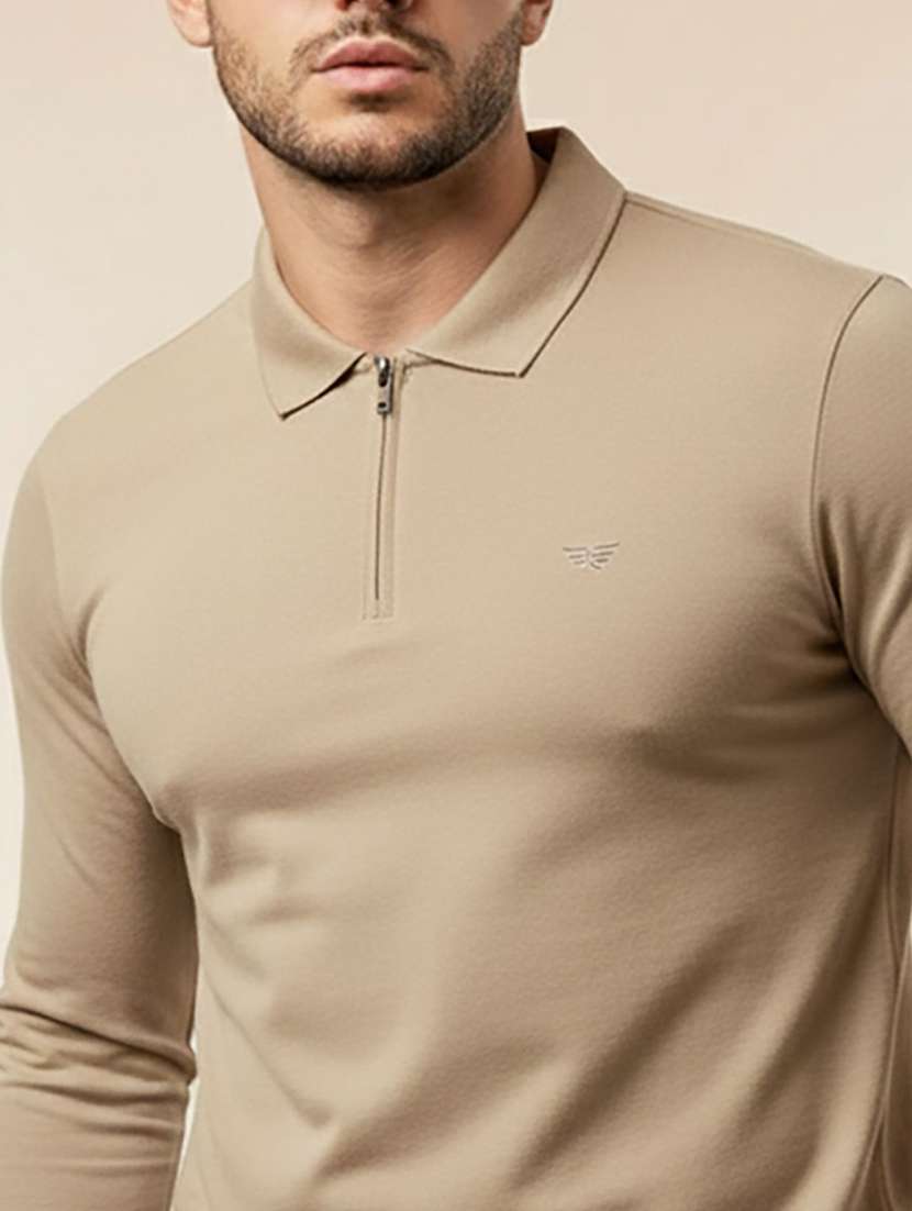 men solid long sleeve polo t-shirt - 22291616 -  Standard Image - 2
