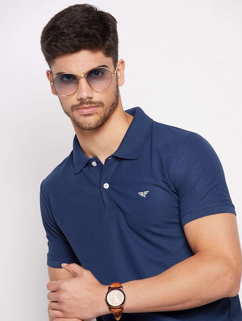 men solid short sleeve polo t-shirt
