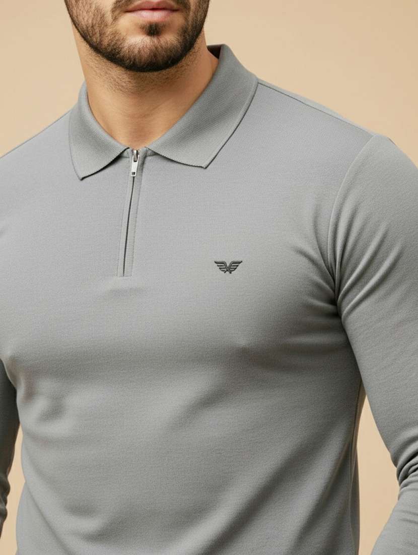 men solid long sleeve polo t-shirt - 22291642 -  Standard Image - 2