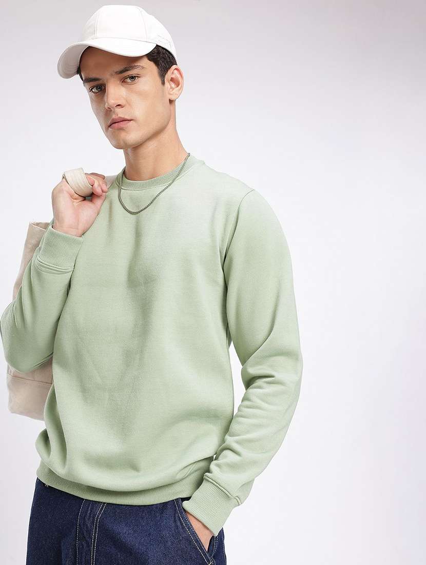 men solid long sleeve regular fit sweatshirt