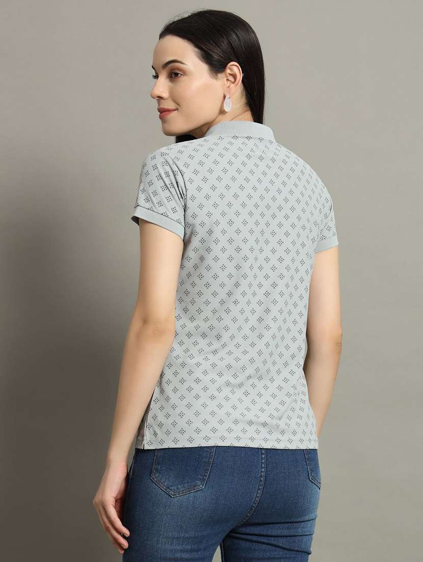 women printed short sleeve polo t-shirt - 22291707 -  Standard Image - 2