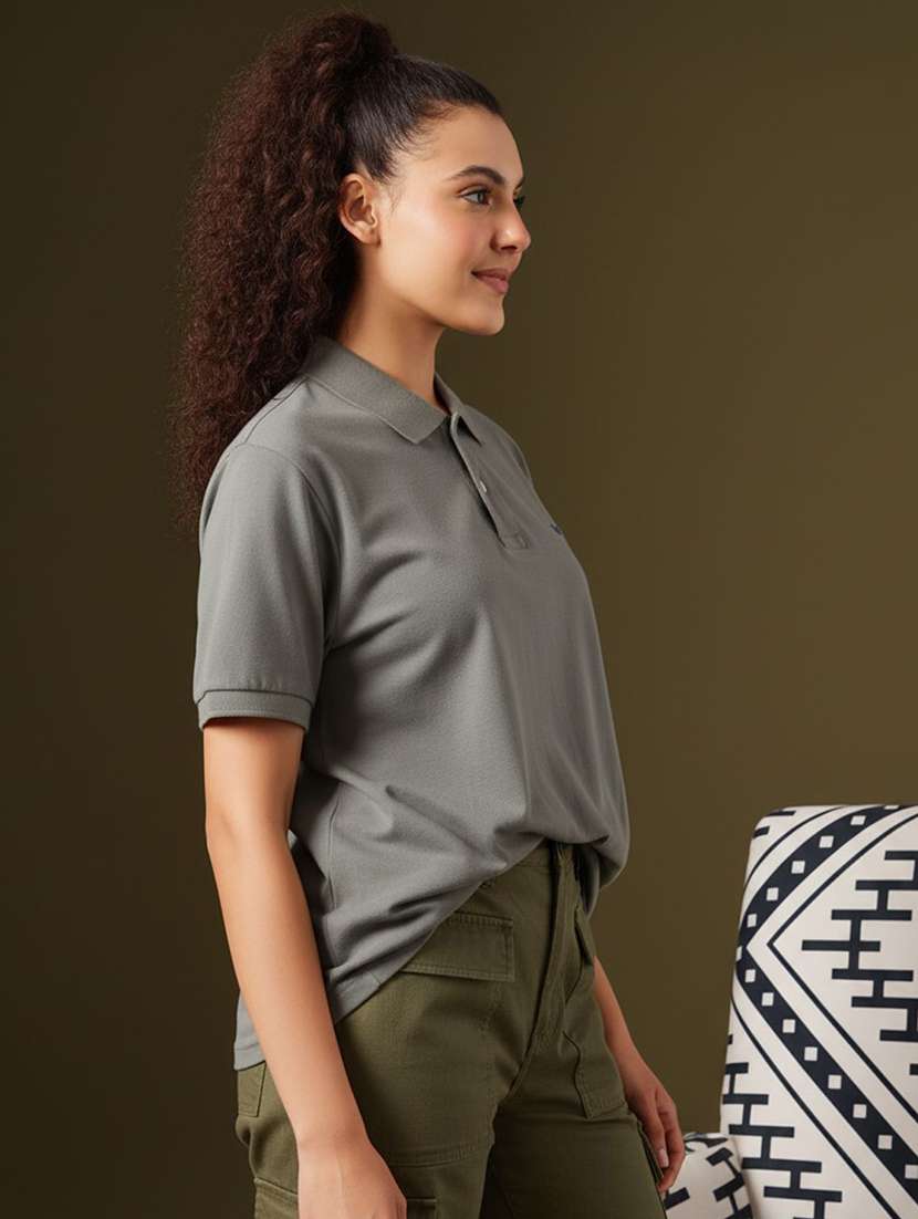 women solid short sleeve polo t-shirt - 22291713 -  Standard Image - 2