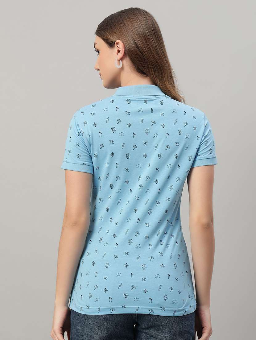 women printed short sleeve polo t-shirt - 22291715 -  Standard Image - 2
