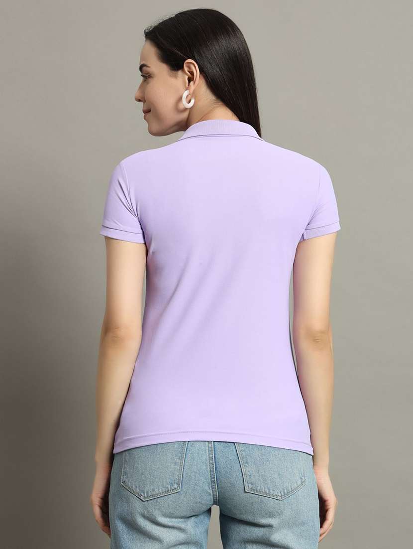 women solid short sleeve polo t-shirt - 22291716 -  Standard Image - 2