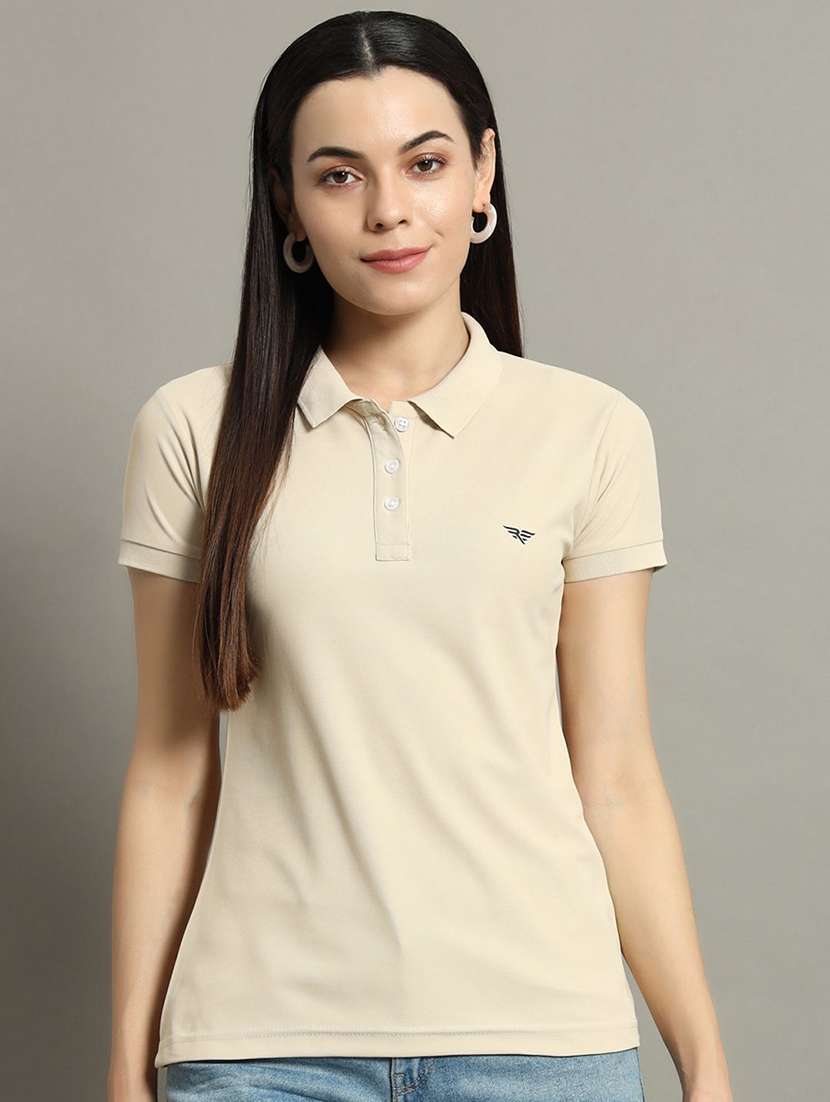 women solid short sleeve polo t-shirt