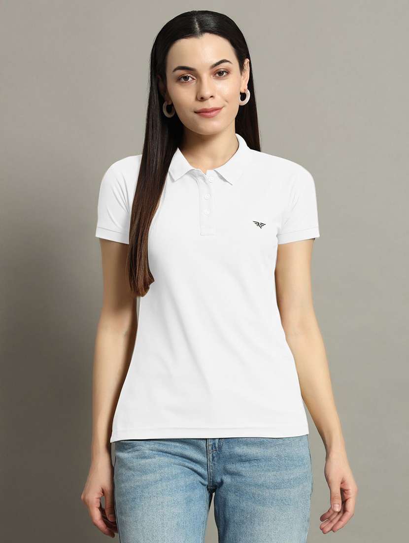 women solid short sleeve polo t-shirt