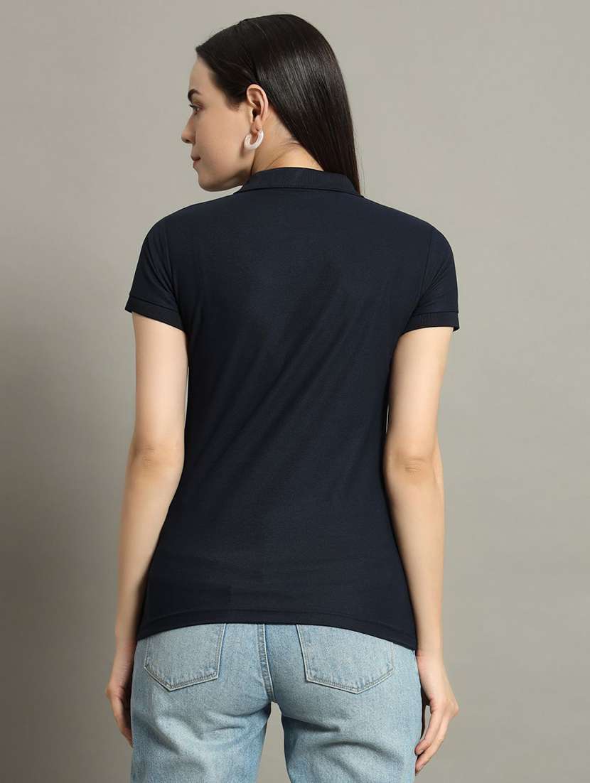 women solid short sleeve polo t-shirt - 22291730 -  Standard Image - 2