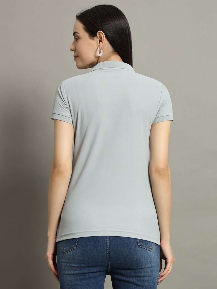 women solid short sleeve polo t-shirt - 22291740 -  Standard Image - 2