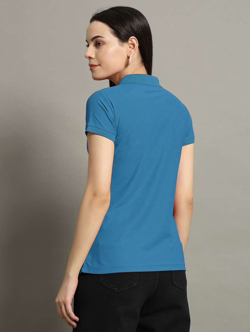 women solid short sleeve polo t-shirt - 22291743 -  Standard Image - 2