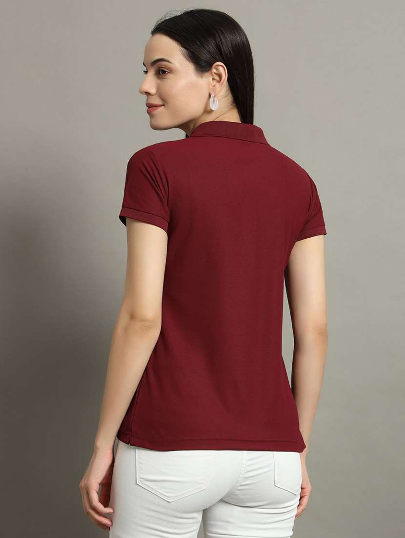 women solid short sleeve polo t-shirt - 22291745 -  Standard Image - 2