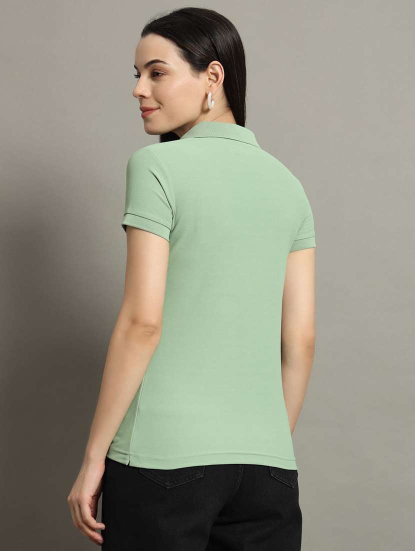 women solid short sleeve polo t-shirt - 22291747 -  Standard Image - 2