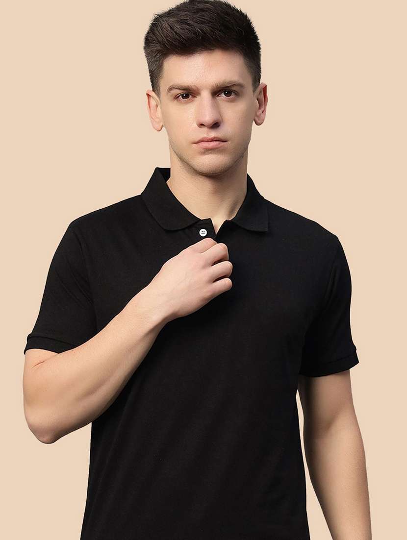 men solid short sleeve polo t-shirt