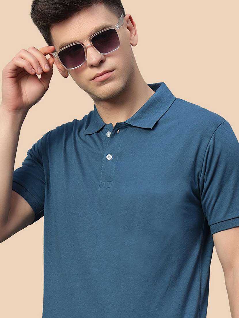 men solid short sleeve polo t-shirt