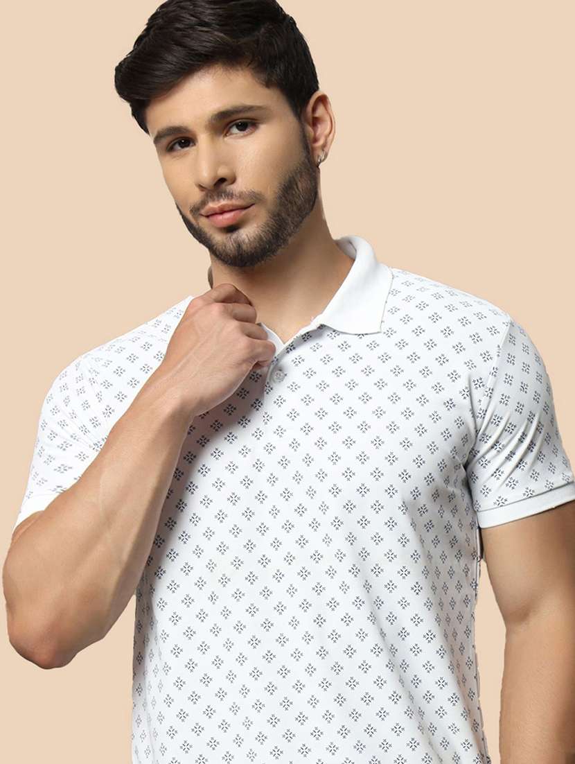 men printed short sleeve polo t-shirt