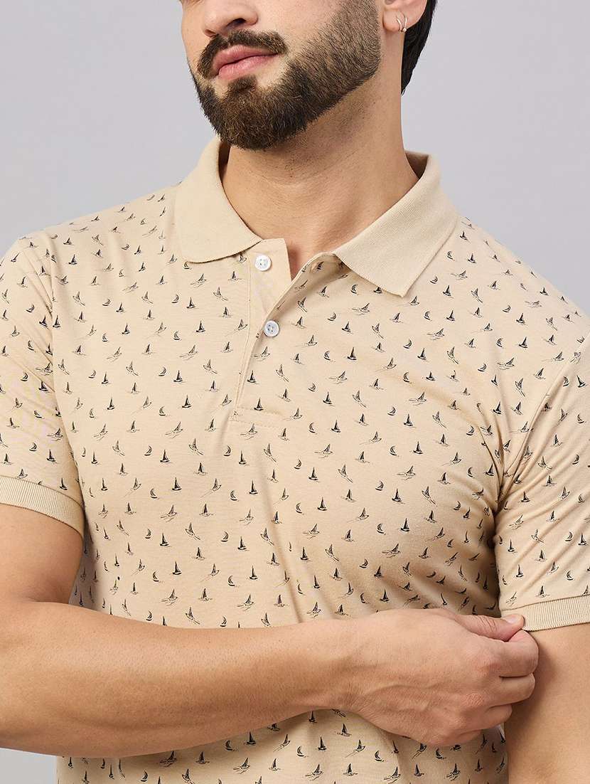 men printed short sleeve polo t-shirt - 22291889 -  Standard Image - 2